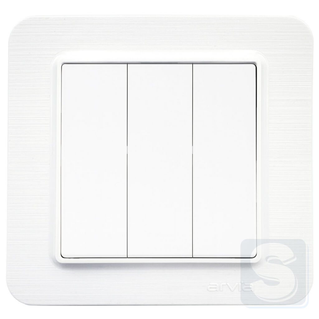 Выключатель трехклавишный Arvia Electric Lavin Белый